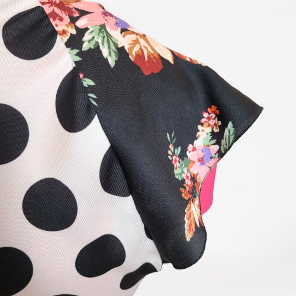 ZARA FLORAL PRINT POLAK DOT AND PATCHWORK DRESS - STUNNING - SIZE S - Picture 11 of 16